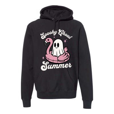 Spooky Ghoul Summer Cute Ghost Flamingo Summer Vibes Beach Premium Hoodie