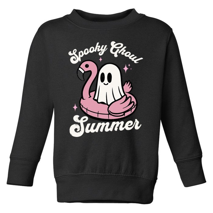 Spooky Ghoul Summer Cute Ghost Flamingo Summer Vibes Beach Toddler Sweatshirt