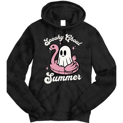 Spooky Ghoul Summer Cute Ghost Flamingo Summer Vibes Beach Tie Dye Hoodie