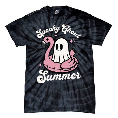 Spooky Ghoul Summer Cute Ghost Flamingo Summer Vibes Beach Tie-Dye T-Shirt