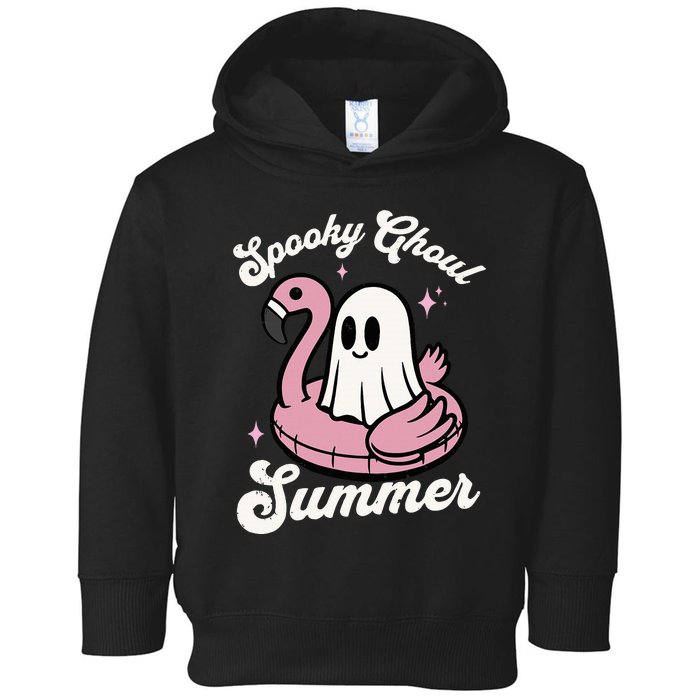 Spooky Ghoul Summer Cute Ghost Flamingo Summer Vibes Beach Toddler Hoodie