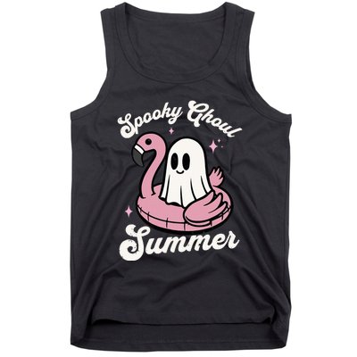 Spooky Ghoul Summer Cute Ghost Flamingo Summer Vibes Beach Tank Top