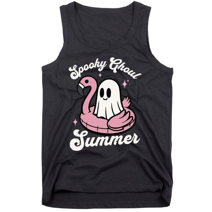 Spooky Ghoul Summer Cute Ghost Flamingo Summer Vibes Beach Tank Top