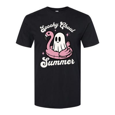 Spooky Ghoul Summer Cute Ghost Flamingo Summer Vibes Beach Softstyle CVC T-Shirt