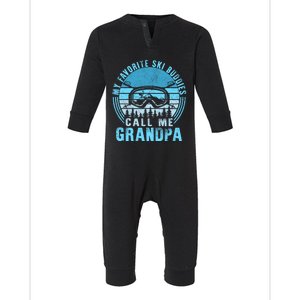 Ski Grandpa Skier Mountain Snow Skiing Grandpa Snowboarding Gift Infant Fleece One Piece