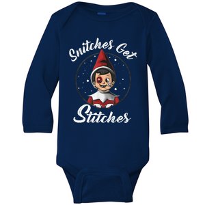 Snitches Get Stitches The Elf Xmas Snitches Get Stitches Baby Long Sleeve Bodysuit