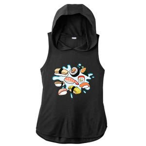 Sushi Graphic Sushi Lover Gift Ladies PosiCharge Tri-Blend Wicking Draft Hoodie Tank