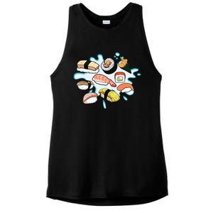 Sushi Graphic Sushi Lover Gift Ladies PosiCharge Tri-Blend Wicking Tank