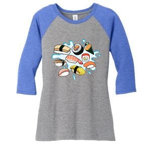 Sushi Graphic Sushi Lover Gift Women's Tri-Blend 3/4-Sleeve Raglan Shirt