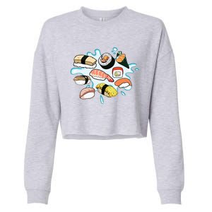 Sushi Graphic Sushi Lover Gift Cropped Pullover Crew