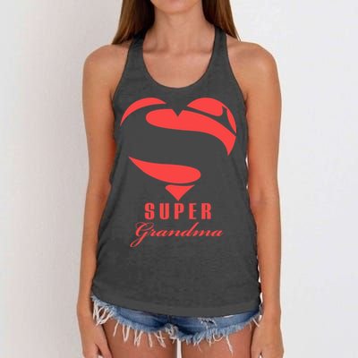 Super Grandma Superhero T Gift Mother Father Day Women's Knotted Racerback Tank