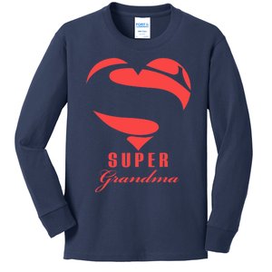 Super Grandma Superhero T Gift Mother Father Day Kids Long Sleeve Shirt