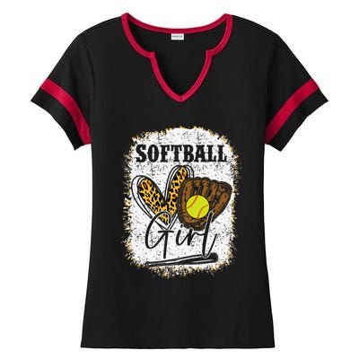 Softball Girl Softball Ladies Halftime Notch Neck Tee