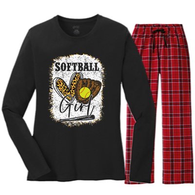 Softball Girl Softball Women's Long Sleeve Flannel Pajama Set 