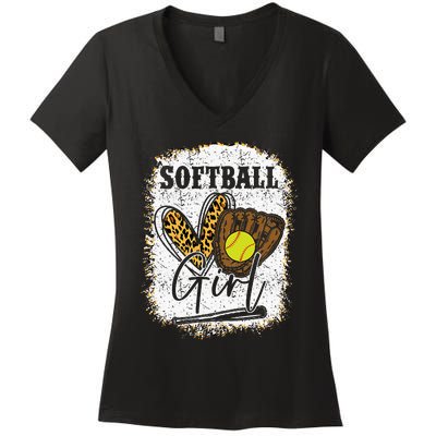 Softball Girl Softball Women's V-Neck T-Shirt