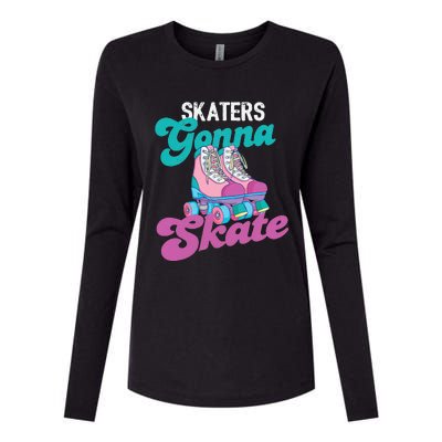 Skaters Gonna Skate Vintage Roller Skating Skate Skater Womens Cotton Relaxed Long Sleeve T-Shirt