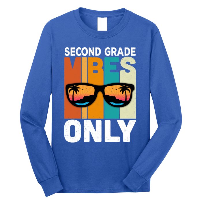 Second Grade Students Vintage Vibes Only Back To School Funny Gift Long Sleeve Shirt