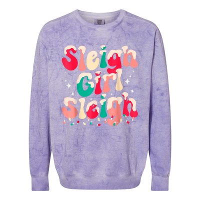 Sleigh Girl Sleigh Christmas Retro Xmas Holiday Colorblast Crewneck Sweatshirt