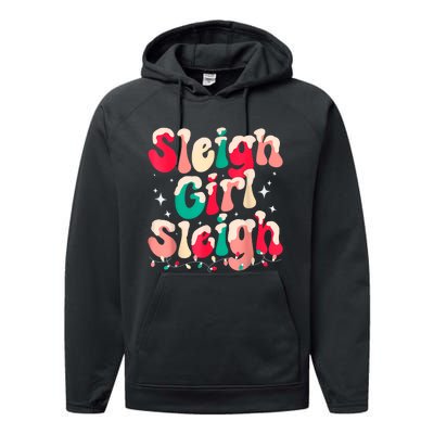 Sleigh Girl Sleigh Christmas Retro Xmas Holiday Performance Fleece Hoodie