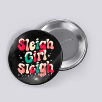 Sleigh Girl Sleigh Christmas Retro Xmas Holiday Button