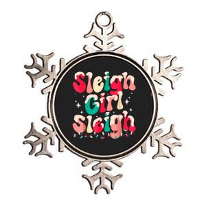 Sleigh Girl Sleigh Christmas Retro Xmas Holiday Metallic Star Ornament