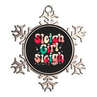 Sleigh Girl Sleigh Christmas Retro Xmas Holiday Metallic Star Ornament