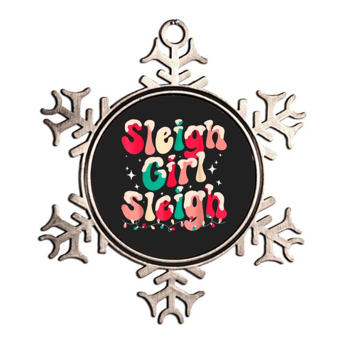 Sleigh Girl Sleigh Christmas Retro Xmas Holiday Metallic Star Ornament