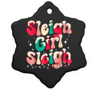 Sleigh Girl Sleigh Christmas Retro Xmas Holiday Ceramic Star Ornament