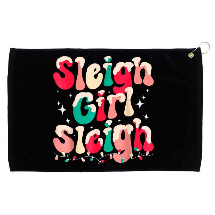 Sleigh Girl Sleigh Christmas Retro Xmas Holiday Grommeted Golf Towel