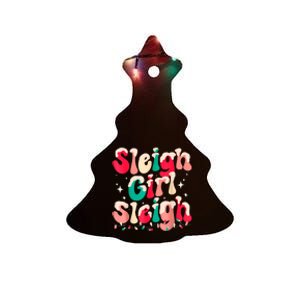 Sleigh Girl Sleigh Christmas Retro Xmas Holiday Ceramic Tree Ornament