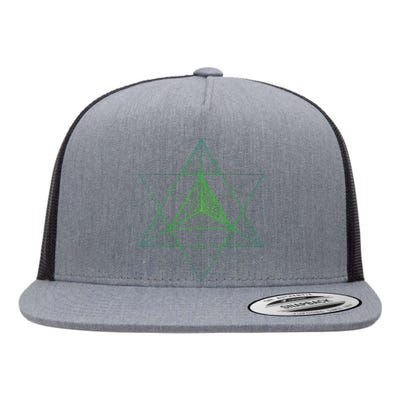 Sacred Geometry Star Tetrahedron Merkaba Flat Bill Trucker Hat