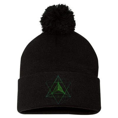 Sacred Geometry Star Tetrahedron Merkaba Pom Pom 12in Knit Beanie