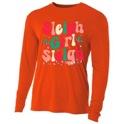 Sleigh Girl Sleigh Christmas Retro Groovy Xmas Pjs Holiday  Cooling Performance Long Sleeve Crew