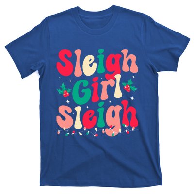 Sleigh Girl Sleigh Christmas Retro Groovy Xmas Pjs Holiday  T-Shirt