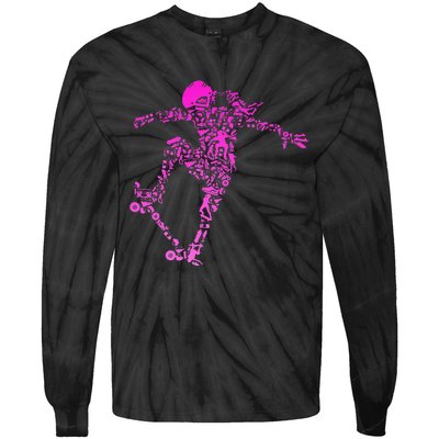 Skater Girl Skateboarder Girl Skateboard Gift Tie-Dye Long Sleeve Shirt