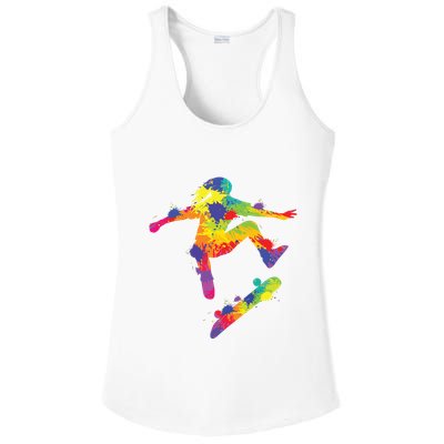 Skater Girl Skateboard Skateboarder Girl Ladies PosiCharge Competitor Racerback Tank