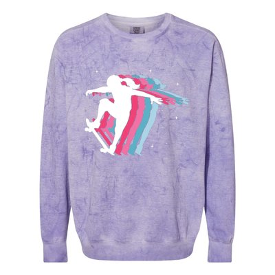 Skater Girl Skateboarder Skateboarding Gift Colorblast Crewneck Sweatshirt