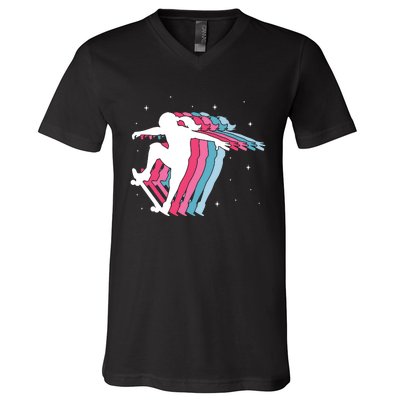 Skater Girl Skateboarder Skateboarding Gift V-Neck T-Shirt