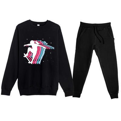 Skater Girl Skateboarder Skateboarding Gift Premium Crewneck Sweatsuit Set