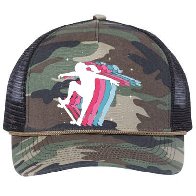 Skater Girl Skateboarder Skateboarding Gift Retro Rope Trucker Hat Cap