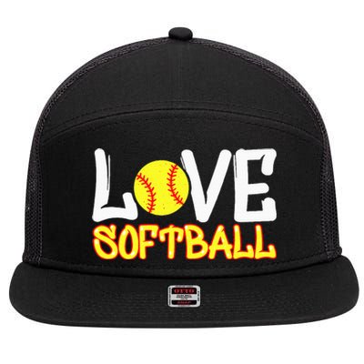 Softball Graphic Saying 7 Panel Mesh Trucker Snapback Hat