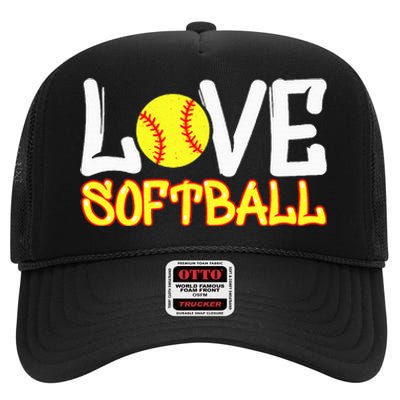 Softball Graphic Saying High Crown Mesh Back Trucker Hat