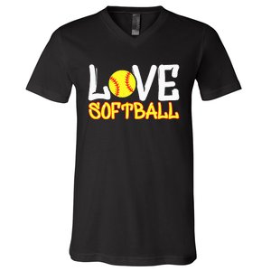 Softball Graphic Saying V-Neck T-Shirt