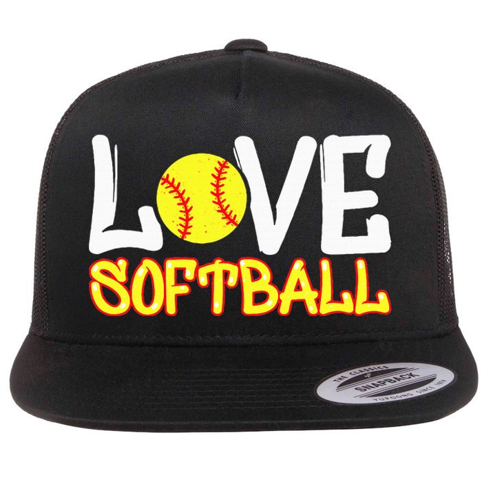 Softball Graphic Saying Flat Bill Trucker Hat