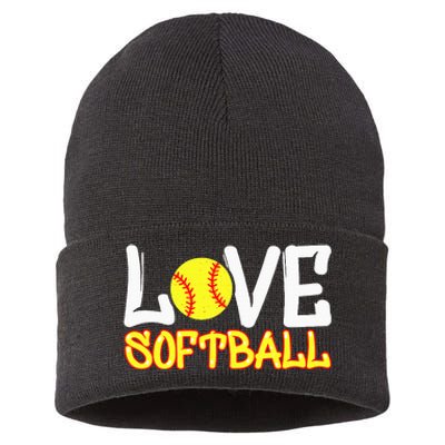 Softball Graphic Saying Sustainable Knit Beanie