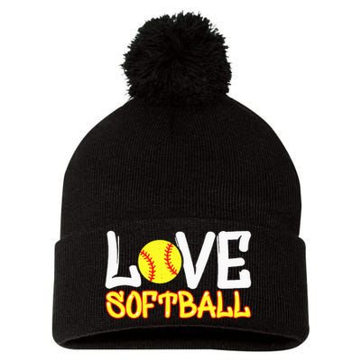 Softball Graphic Saying Pom Pom 12in Knit Beanie