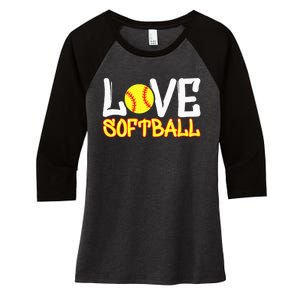 Softball Graphic Saying Women's Tri-Blend 3/4-Sleeve Raglan Shirt