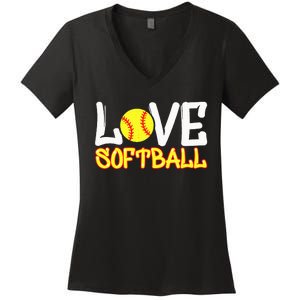 Softball Graphic Saying Women's V-Neck T-Shirt