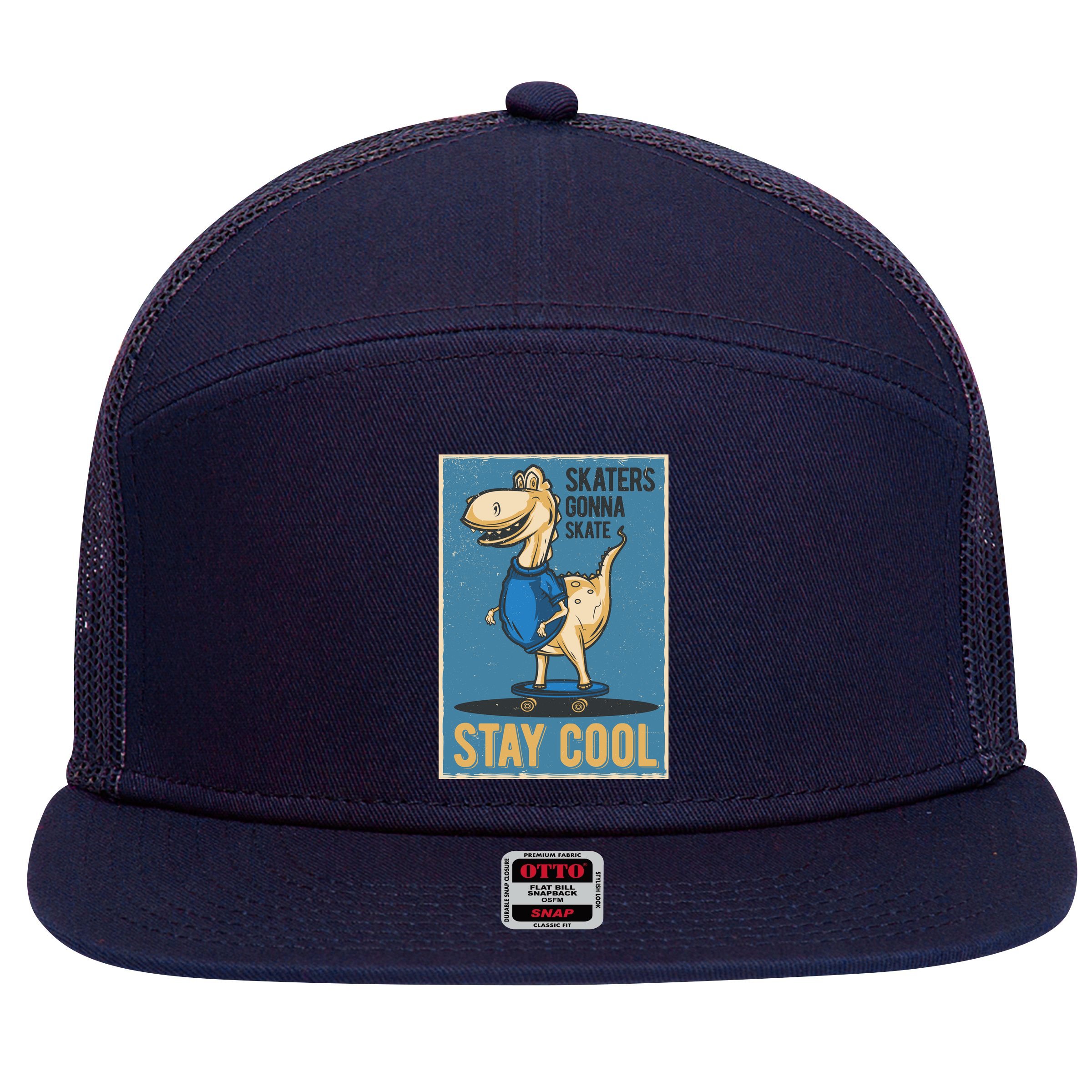 Skaters Gonna Skate Stay Cool 7 Panel Mesh Trucker Snapback Hat