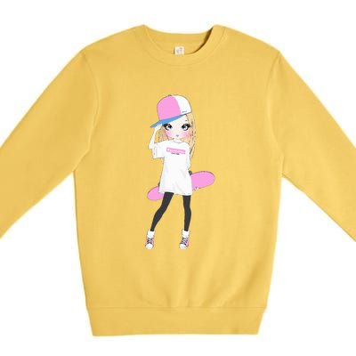 Skater Girl Skateboard Skateboarding Premium Crewneck Sweatshirt